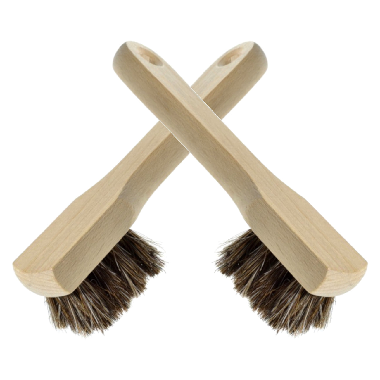 Set of 2 x Premium Shoe Polish Applicator Brushes - 100% Horsehair Bristles for Leather Boots, Shoes & Bags, Perfect for Shoe Care