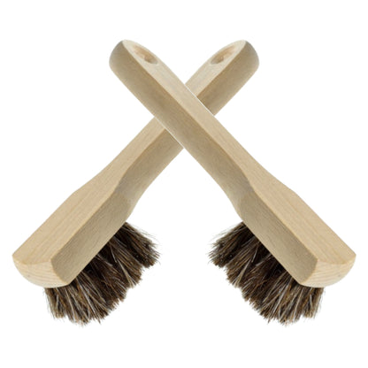 Set of 2 x Premium Shoe Polish Applicator Brushes - 100% Horsehair Bristles for Leather Boots, Shoes & Bags, Perfect for Shoe Care