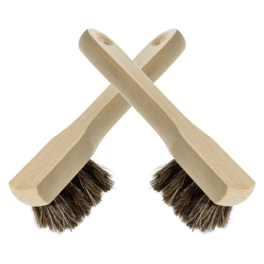 Set of 2 x Premium Shoe Polish Applicator Brushes - 100% Horsehair Bristles for Leather Boots, Shoes & Bags, Perfect for Shoe Care