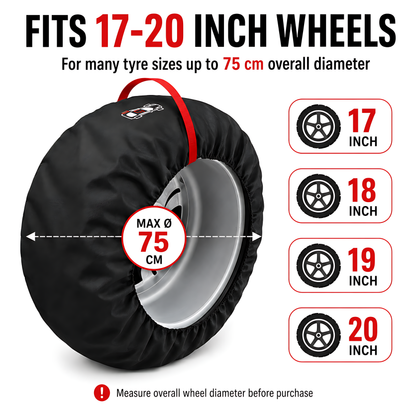 Wheel and Tyre Storage Bags 17-20 Inch - Set of 4 PP Covers with Labels and Carry Straps - Max 75cm - for Alloy and Steel Rims