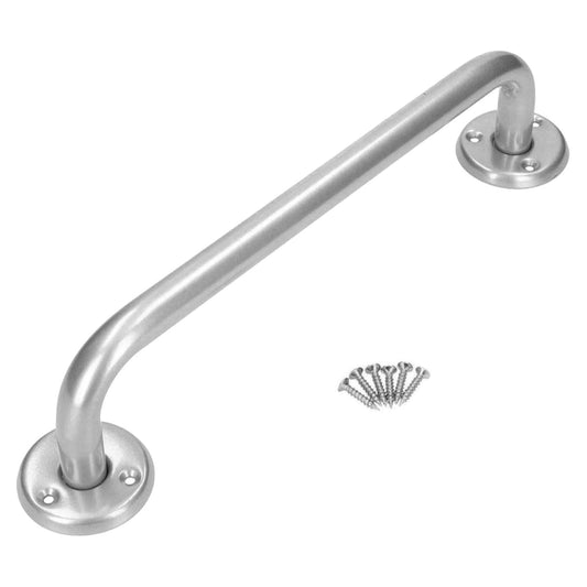 Bathroom Grab Bar for Elderly, Disabled, Seniors - 400 mm Silver Safety Handrail with Fixings - Powder Coated Steel Support Handle