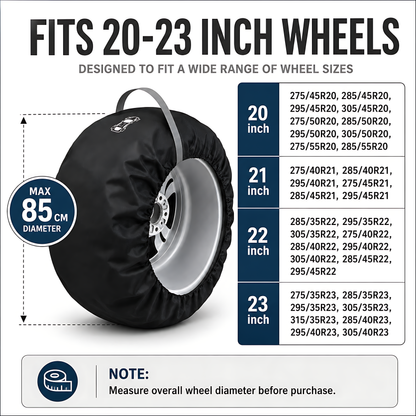 Wheel and Tyre Storage Bags 20-23 Inch - Set of 4 PP Covers with Labels and Carry Straps - Max 85cm - for Alloy and Steel Rims