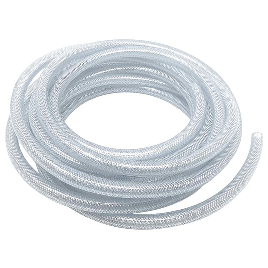 2 m of 10 mm ID Food Grade Reinforced Hose Pipe - 4-Layer PVC Tube for Water, Air - Braided Heavy Duty Pipe for Workshop, Garden