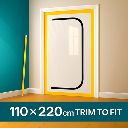 Dust Door with Zip 110 x 220 cm - Renovation Dust-Barrier Curtain for Doorways - Double-Sided Zipper - Tape Mount - Trim to Fit