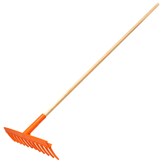 Heavy-Duty Garden Rake - 12 Tines / 50cm Wide Durable Plastic Head & Handle - Sturdy, Lightweight Tool for Lawn, Hay, Soil, Leaves