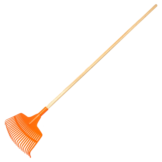Heavy-Duty Garden Rake - 23 Tines / 45cm Wide Durable Plastic Head & Handle - Sturdy, Lightweight Tool for Lawn, Hay, Soil, Leaves