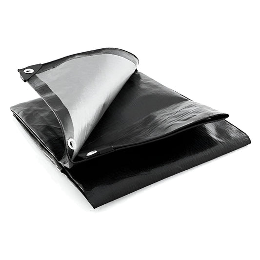 10 x 12 m Heavy-Duty Tarpaulin Cover - Black 235GSM - Waterproof, Frost-Resistant, UV Protection, Multipurpose, Groundsheet