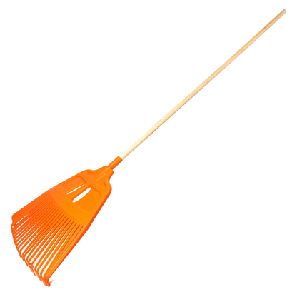 Heavy-Duty Garden Rake - 27 Tines / 57cm Wide Durable Plastic Head & Handle - Sturdy, Lightweight Tool for Lawn, Hay, Soil, Leaves