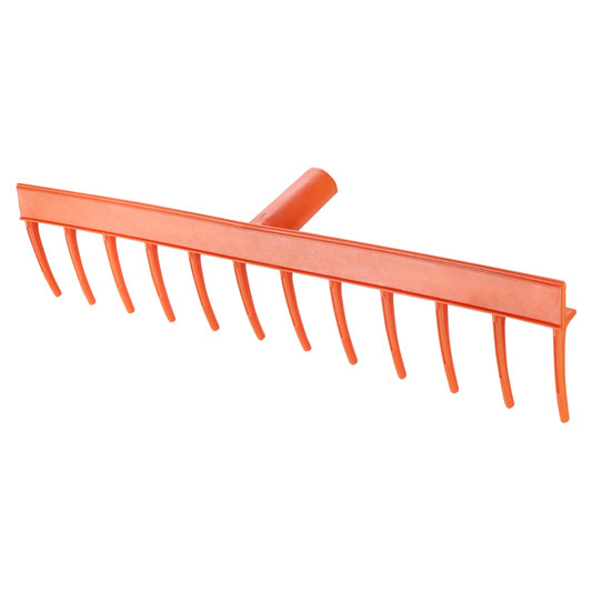 Heavy-Duty Garden Rake - 12 Tines / 50cm Wide Durable Plastic Head - Sturdy, Lightweight Tool for Lawn, Hay, Soil, Leaves