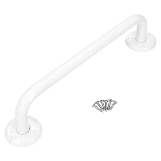 Bathroom Grab Bar for Elderly, Disabled, Seniors - 400 mm White Safety Handrail with Fixings - Powder Coated Steel Support Handle
