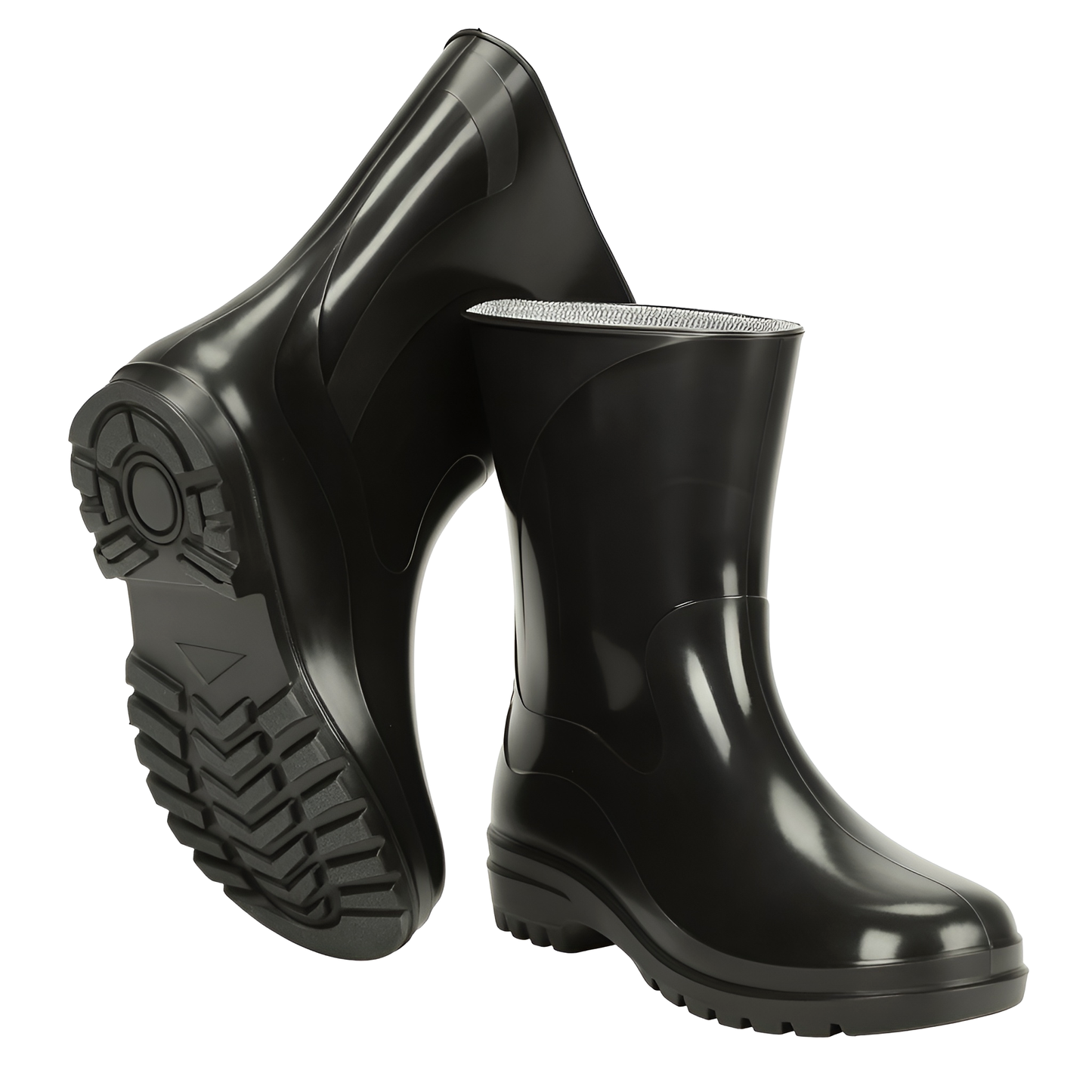 Black PVC Ladies Wellington Boots - Waterproof Rain Boots for Women - Comfortable Easy-Clean Design & Non-Slip Sole (8 UK / 41 EU)