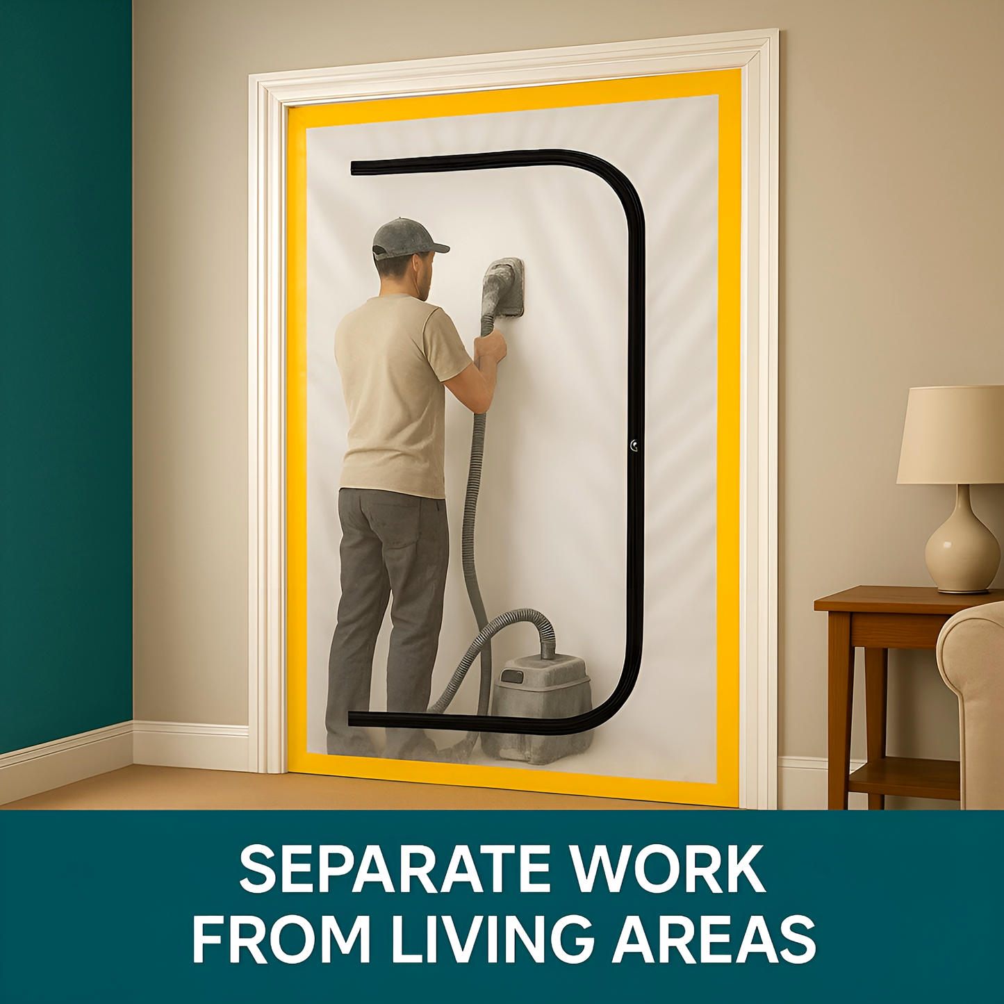 2 x Dust Door with Zip 110 x 220cm - Renovation Dust-Barrier Curtain for Doorways - Double-Sided Zipper - Tape Mount - Trim to Fit