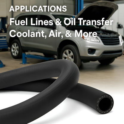 Fuel and Oil Hose 10.0 mm x 2 m SAE J30 R6 - Flexible Nitrile Rubber Petrol Diesel Oil and Water Pipe - Reinforced Fuel Line