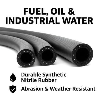 Fuel and Oil Hose 3.2 mm x 2 m SAE J30 R6 - Flexible Nitrile Rubber Petrol Diesel Oil and Water Pipe - Reinforced Fuel Line