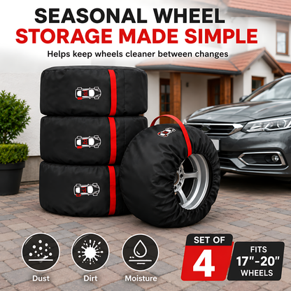 Wheel and Tyre Storage Bags 17-20 Inch - Set of 4 PP Covers with Labels and Carry Straps - Max 75cm - for Alloy and Steel Rims