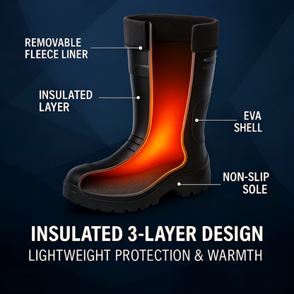 Black Mens Thermal Waterproof Wellington Boots - Lightweight EVA Fleece Lined Insulated Wellies - Warm Fishing (10.5 UK / 45 EU)