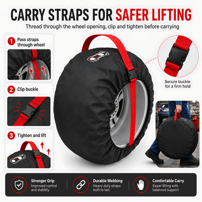 Wheel and Tyre Storage Bags 17-20 Inch - Set of 4 PP Covers with Labels and Carry Straps - Max 75cm - for Alloy and Steel Rims