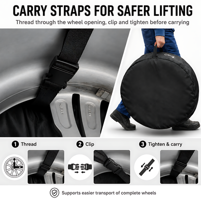 Wheel and Tyre Storage Bags 13-16 Inch - Set of 4 PP Covers with Labels and Carry Straps - Max 65cm - for Alloy and Steel Rims