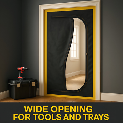 2 x Dust Door with Zip 110 x 220 cm - Dust-Barrier Doorway Curtain - Double-Sided Zip - Tape-Mount - Trim to Fit - Reusable Fabric