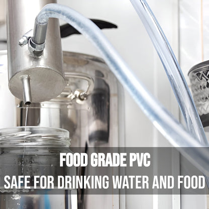 2 m / 6.5 ft of 10 mm Clear PVC Food Grade Hose - Flexible Non-Toxic Hose Pipe for Drinking Water, Aquarium Air Line, Fish Tank