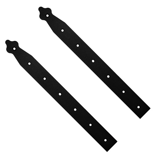 Pack of 2 x 350 mm Dummy Hinge Heads, Black Steel, Vintage False Strap Hinges, Weather Resistant, Rust Proof Powder Coating