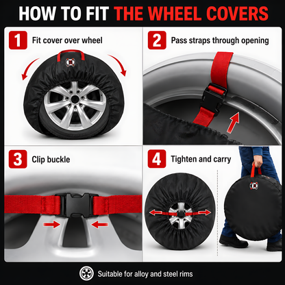 Wheel and Tyre Storage Bags 17-20 Inch - Set of 4 PP Covers with Labels and Carry Straps - Max 75cm - for Alloy and Steel Rims