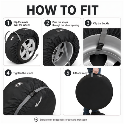 Wheel and Tyre Storage Bags 20-23 Inch - Set of 4 PP Covers with Labels and Carry Straps - Max 85cm - for Alloy and Steel Rims