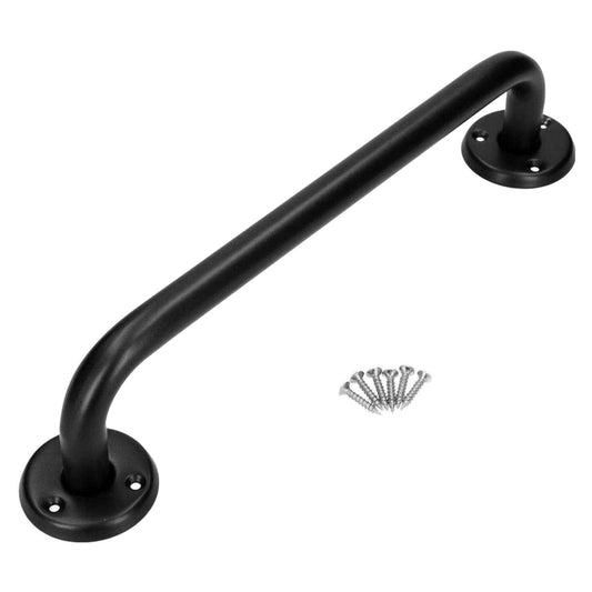 Bathroom Grab Bar for Elderly, Disabled, Seniors - 200 mm Black Safety Handrail with Fixings - Powder Coated Steel Support Handle
