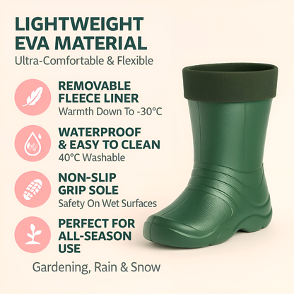Olive Womens Lightweight EVA Wellington Boots with Warm Fleece Liner - Waterproof Ladies Wellies for Gardening (5 UK / 38 EU)