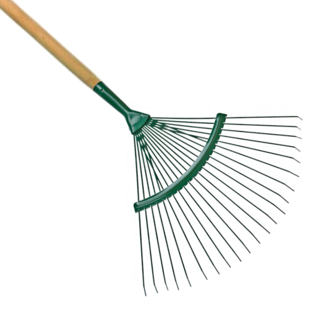 Garden Rake - 42 cm / 18 Tine Wide Rake with 120cm Long Handle - Lightweight & Durable - Leaf & Grass Rake for Quick Lawn Cleaning