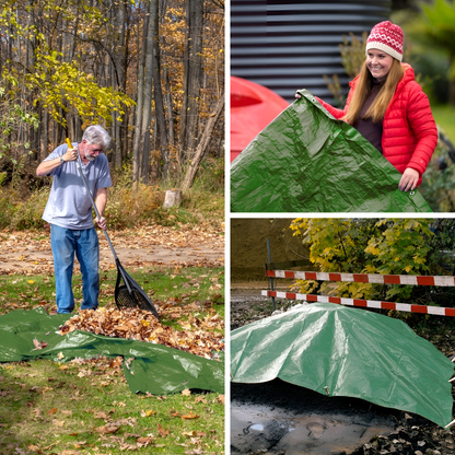 6 x 6 m Tarpaulin Cover - Green 90GSM - Waterproof, Frost-Resistant, UV Protection, Multipurpose, Groundsheet