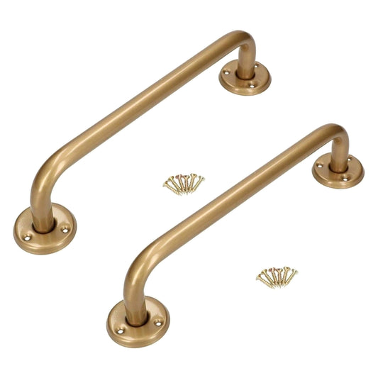 2 x Bathroom Grab Bar for Elderly, Disabled, Seniors - 300 mm Gold Safety Handrail & Fixings - Powder Coated Steel Support Handle