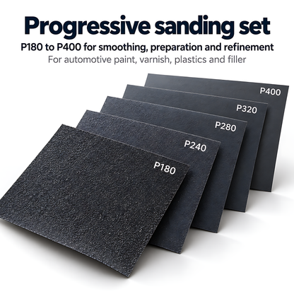 Wet and Dry Sandpaper 5 Sheets 230mm x 280mm P180 P240 P280 P320 P400 Waterproof Silicon Carbide for Car Bodywork