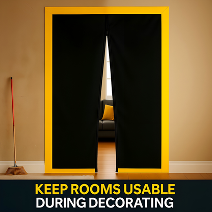 Dust Door with Zip 110 x 220 cm - Dust-Barrier Doorway Curtain - Double-Sided Zip - Tape-Mount - Trim to Fit - Reusable Fabric