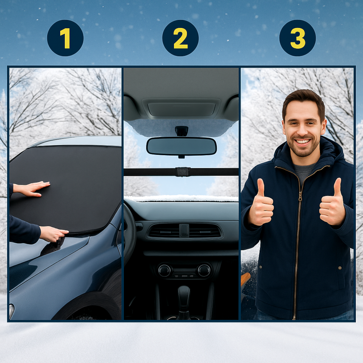 Car Windscreen Frost Cover 157 x 88 cm - Waterproof Winter Screen Guard Protector - Stops Ice & Snow, UV Sun Shade - Universal Fit