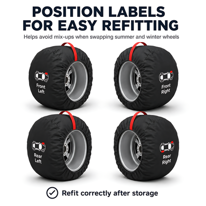 Wheel and Tyre Storage Bags 17-20 Inch - Set of 4 PP Covers with Labels and Carry Straps - Max 75cm - for Alloy and Steel Rims