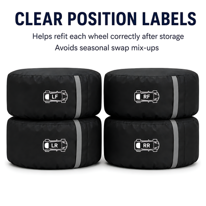 Wheel and Tyre Storage Bags 20-23 Inch - Set of 4 PP Covers with Labels and Carry Straps - Max 85cm - for Alloy and Steel Rims