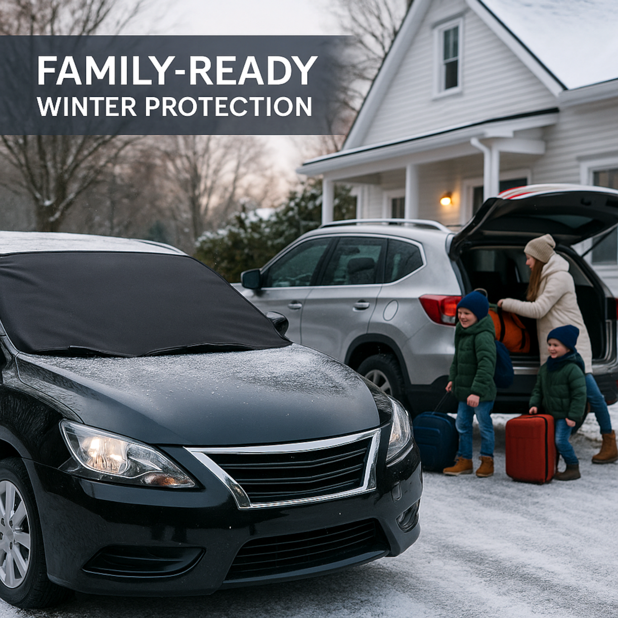 Car Windscreen Frost Cover 157 x 88 cm - Waterproof Winter Screen Guard Protector - Stops Ice & Snow, UV Sun Shade - Universal Fit