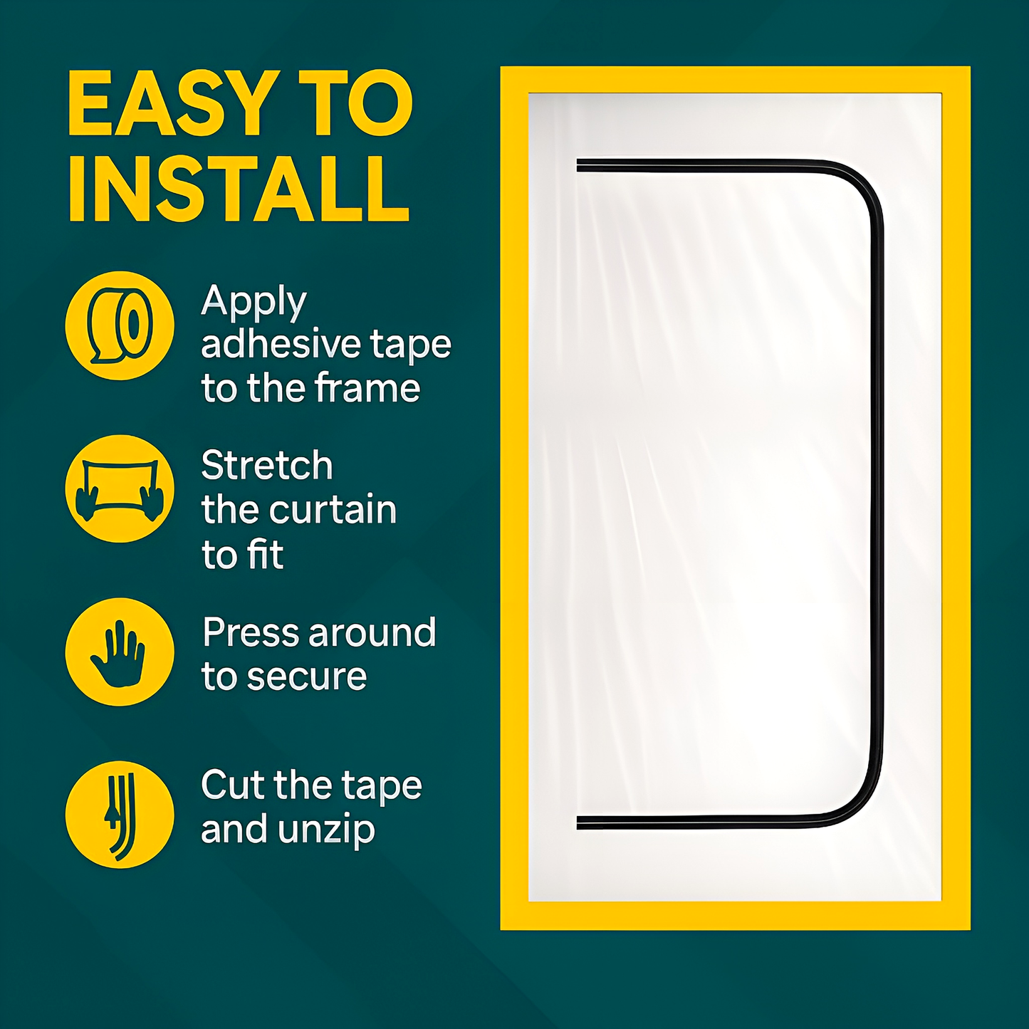 2 x Dust Door with Zip 110 x 220cm - Renovation Dust-Barrier Curtain for Doorways - Double-Sided Zipper - Tape Mount - Trim to Fit