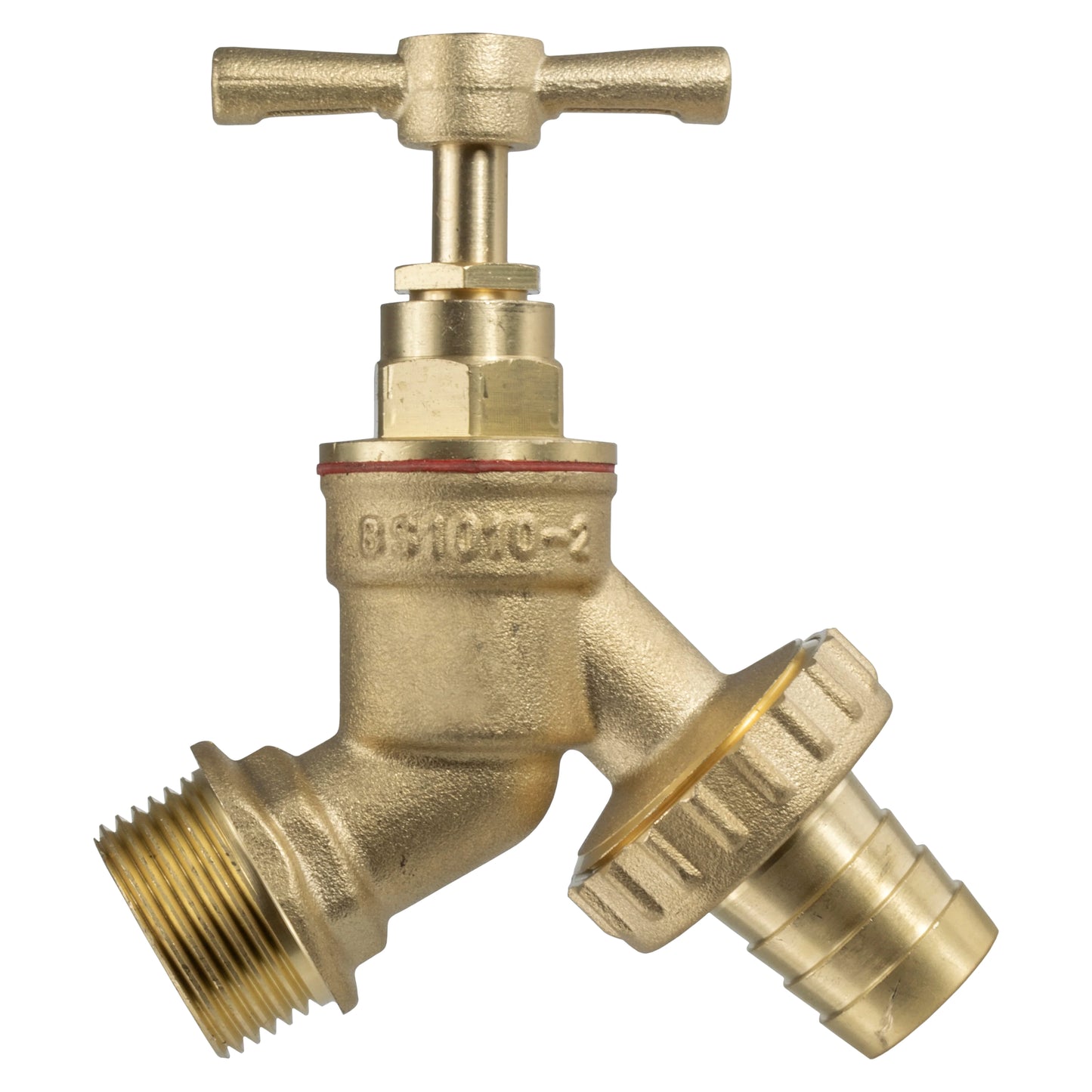 20mm MDPE Wall Flange Kit - Wall Plate Elbow with 1/2" Brass Garden Tap & Barb Hose Fitting - Easy to Install Water Hose Connector