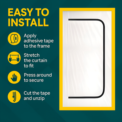 Dust Door with Zip 110 x 220 cm - Renovation Dust-Barrier Curtain for Doorways - Double-Sided Zipper - Tape Mount - Trim to Fit