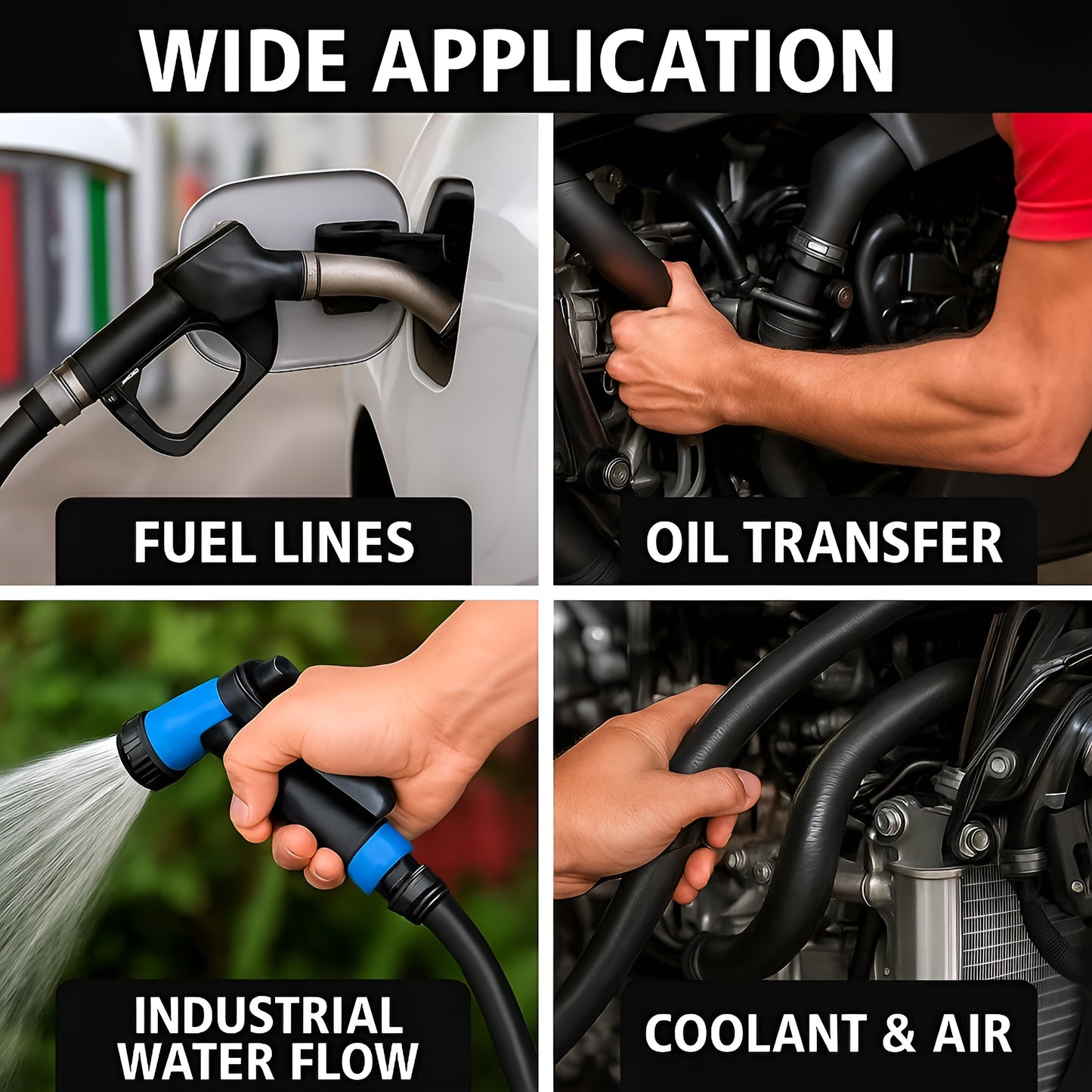 Fuel and Oil Hose 8.0 mm x 1 m SAE J30 R6 - Flexible Nitrile Rubber Petrol Diesel Oil and Water Pipe - Reinforced Fuel Line