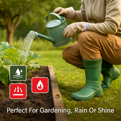 Olive Womens Lightweight EVA Wellington Boots with Warm Fleece Liner - Waterproof Ladies Wellies for Gardening (8 UK / 41 EU)