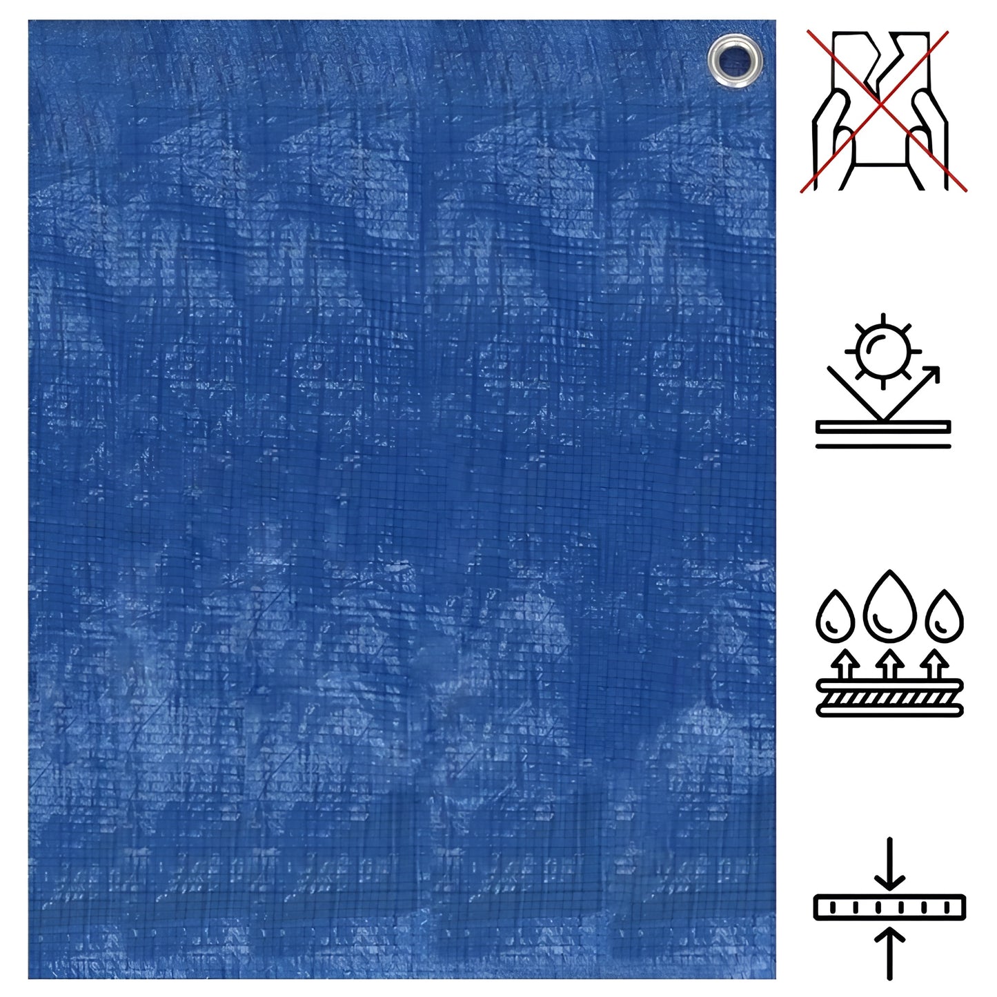 3 x 3 m Tarpaulin Cover - Blue 50GSM - Waterproof, Frost-Resistant, UV Protection, Multipurpose, Groundsheet