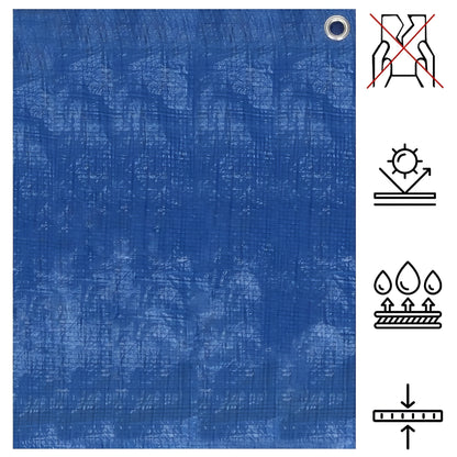 4 x 6 m Tarpaulin Cover - Blue 50GSM - Waterproof, Frost-Resistant, UV Protection, Multipurpose, Groundsheet