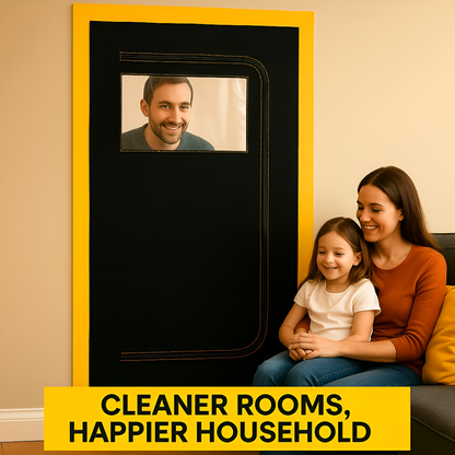 Dust Door with Window & Zip 110 x 220 cm - Dust-Barrier Doorway Curtain - Two-Way C-Path Zip - Viewing Panel - Tape-Mount