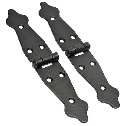 2 Pcs x 100+100 mm Backflap Hinge Black, Steel Back Flap Hinges, Weather Resistant, Rust Proof Powder Coating, Strap Hinges