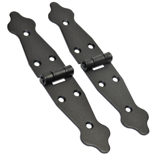 2 Pcs x 100+100 mm Backflap Hinge Black, Steel Back Flap Hinges, Weather Resistant, Rust Proof Powder Coating, Strap Hinges