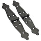 2 Pcs x 100+100 mm Backflap Hinge Black, Steel Back Flap Hinges, Weather Resistant, Rust Proof Powder Coating, Strap Hinges