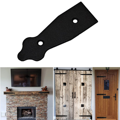 Pack of 2 x 100 mm Dummy Hinge Heads, Black Steel, Vintage False Strap Hinges, Weather Resistant, Rust Proof Powder Coating